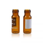 2 ml Amber Glass 12 x 32 mm Flat Base 9-425 Screw Thread Vial with Label. 100 Stück/Packung, 15 Packungen/Karton