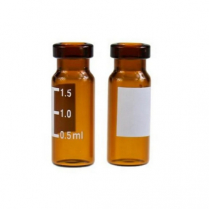 2 mL Amber Glass Flat Base 11mm Crimp Vial Wide Opening with Label. 100 Stück/Packung, 20 Packungen/Karton