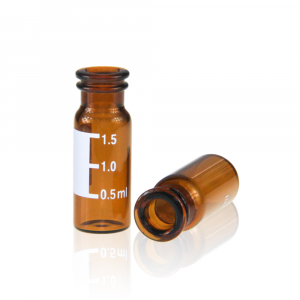 2 mL Amber Glass Flat Base 11mm Snap Vial Wide Opening with Label. 100 Stück/Packung, 20 Packungen/Karton