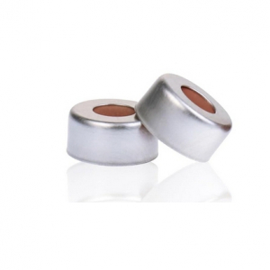 Silver 11mm Open Top Crimp Cap with Red PTFE /  White Silicone / Red PTFE Septa 1mm Thick. 100 Stück/Packung, 20 Packungen/Karton