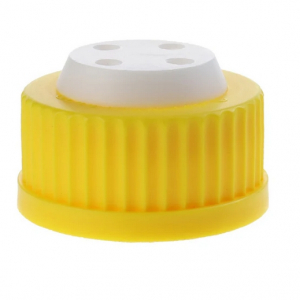 Yellow GL45 Safety Cap with Four holes for 1/8 inch OD tubing. 1 Stück/Packung, 1 Packungen/Karton