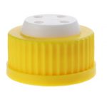 Yellow GL45 Safety Cap with Four holes for 1/8 inch OD tubing. 1 Stück/Packung, 1 Packungen/Karton