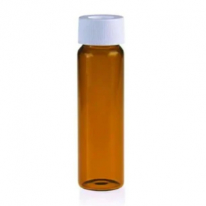 40 ml 27.5 x 95 mm Amber Glass EPA / TOC Vial 24-414  White Open Top PP Screw Cap with 22 mm Natural PTFE / White Silicone 3.0 mm thick Septa (EPA Quality). Vial + Cap + Septa are pre-assembled together. 72 Stück/Packung, 5 Packungen/Karton
