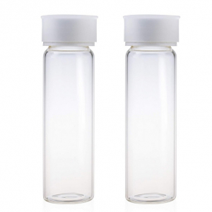 40 mL 27.5 x 95mm Clear Glass EPA / TOC Vial 24-414  White Open Top PP Screw Cap with 22mm Natural PTFE / White Silicone 3.0mm thick Septa (EPA Quality) and Dust Cover. Vial + Cap + Septa are pre-assembled together. 72 Stück/Packung, 5 Packungen/Karton