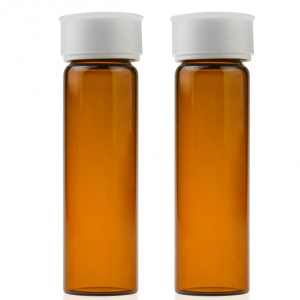 40 mL 27.5 x 95mm Amber Glass EPA  / TOC Vial 24-414  White Open Top PP Screw Cap with 22mm Natural PTFE / White Silicone 3.0mm thick Septa (EPA Quality) and Dust Cover. Vial + Cap + Septa are pre-assembled together. 72 Stück/Packung, 5 Packungen/Karton