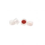 Clear 9-425 Open Top Smooth Screw Cap with 9 mm Red PTFE / White Silicone 1 mm thick . 100 Stück/Packung, 30 Packungen/Karton
