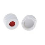 8-425 White Open Top Screw Cap with 8 mm Red PTFE / White Silicone Septa 1.5 mm Thick. 100 Stück/Packung, 30 Packungen/Karton