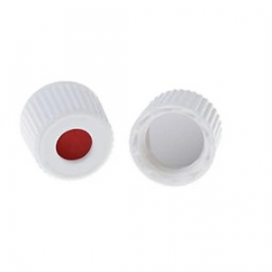 8-425 White Open Top Screw Cap with 8mm Red PTFE / White Silicone Septa 1.5mm Thick. 100 Stück/Packung, 30 Packungen/Karton