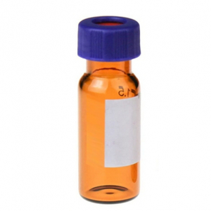 2 mL Amber Glass 12 x 32mm Flat Base 9-425 Screw Thread Vial with Label. Blue 9-425 Open Top Ribbed Screw Cap with 9mm White PTFE / Red Silicone Septa 1mm Thick. Kit Packing. 100 Stück/Packung, 5 Packungen/Karton