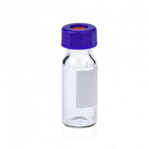 2 mL Clear Glass 12 x 32mm Flat Base 9-425 Screw Thread Vial with Label. Blue 9-425 Open Top Ribbed Screw Cap with 9mm White PTFE / Red Silicone Septa 1mm Thick. Kit Packing. 100 Stück/Packung, 10 Packungen/Karton