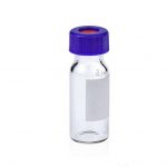 2 ml Clear Glass 12 x 32 mm Flat Base 9-425 Screw Thread Vial with Label. Blue 9-425 Open Top Ribbed Screw Cap with 9 mm White PTFE / Red Silicone Septa 1 mm Thick. Kit Packing. 100 Stück/Packung, 10 Packungen/Karton