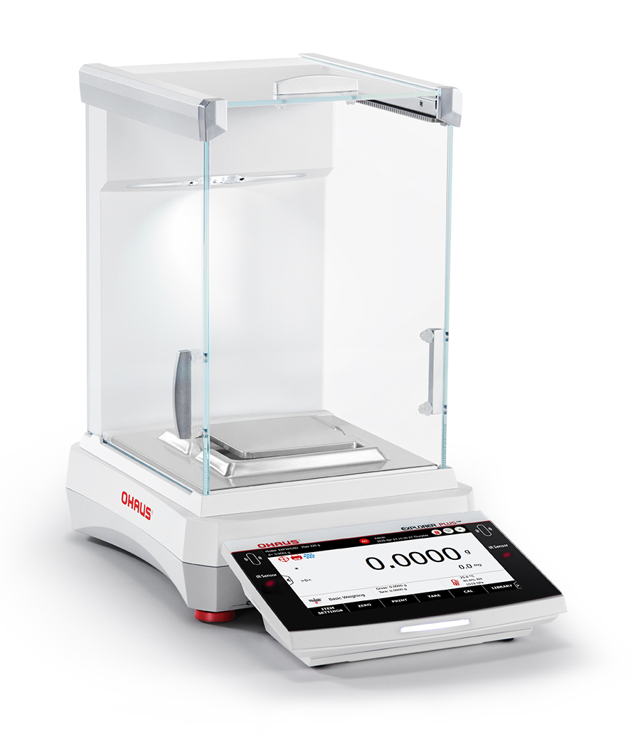 OHAUS Analysenwaage EXP124M/AD, Wägebereich 120 g | Ablesbarkeit 0,1 mg | Art.-Nr.: 31059092 1 Explorer Plus Analytical draftshield light Right 2 DMX ID 4295018273 1