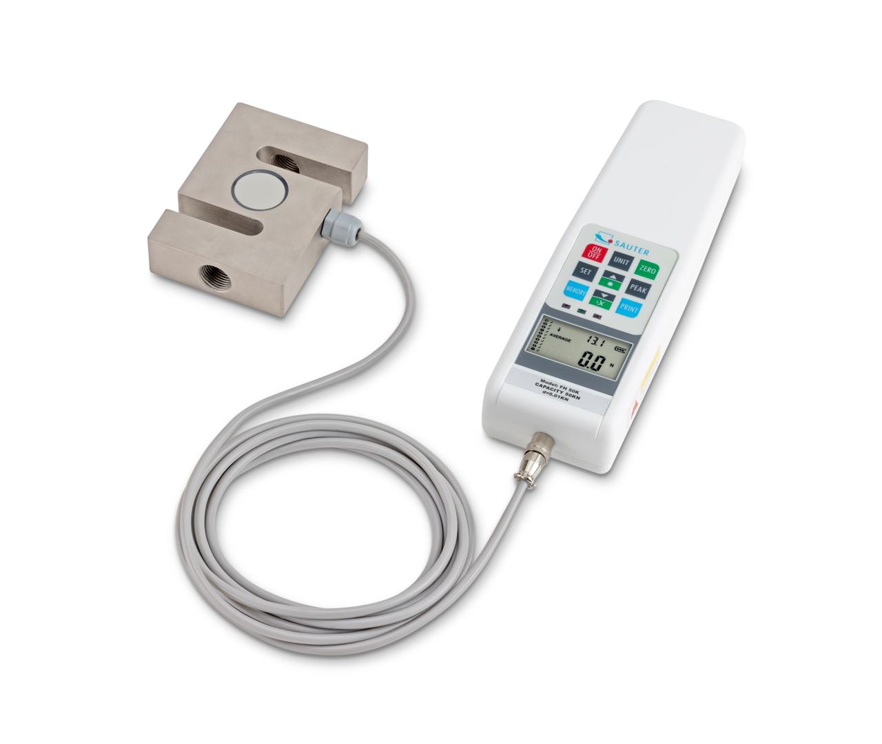 Sauter Digitales Kraftmessgerät (externe Messzelle) FH 50K (Max 50 kN | Ablesbarkeit 10 N) 1 FH 50K